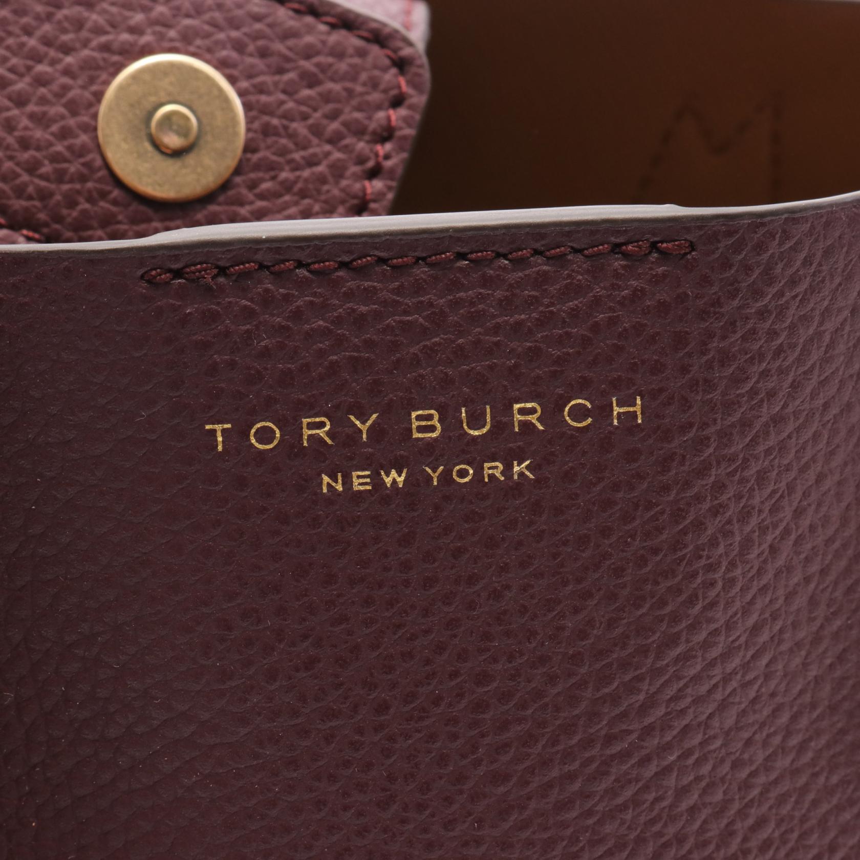 Tory Burch Leather Tote Bag Bordeaux