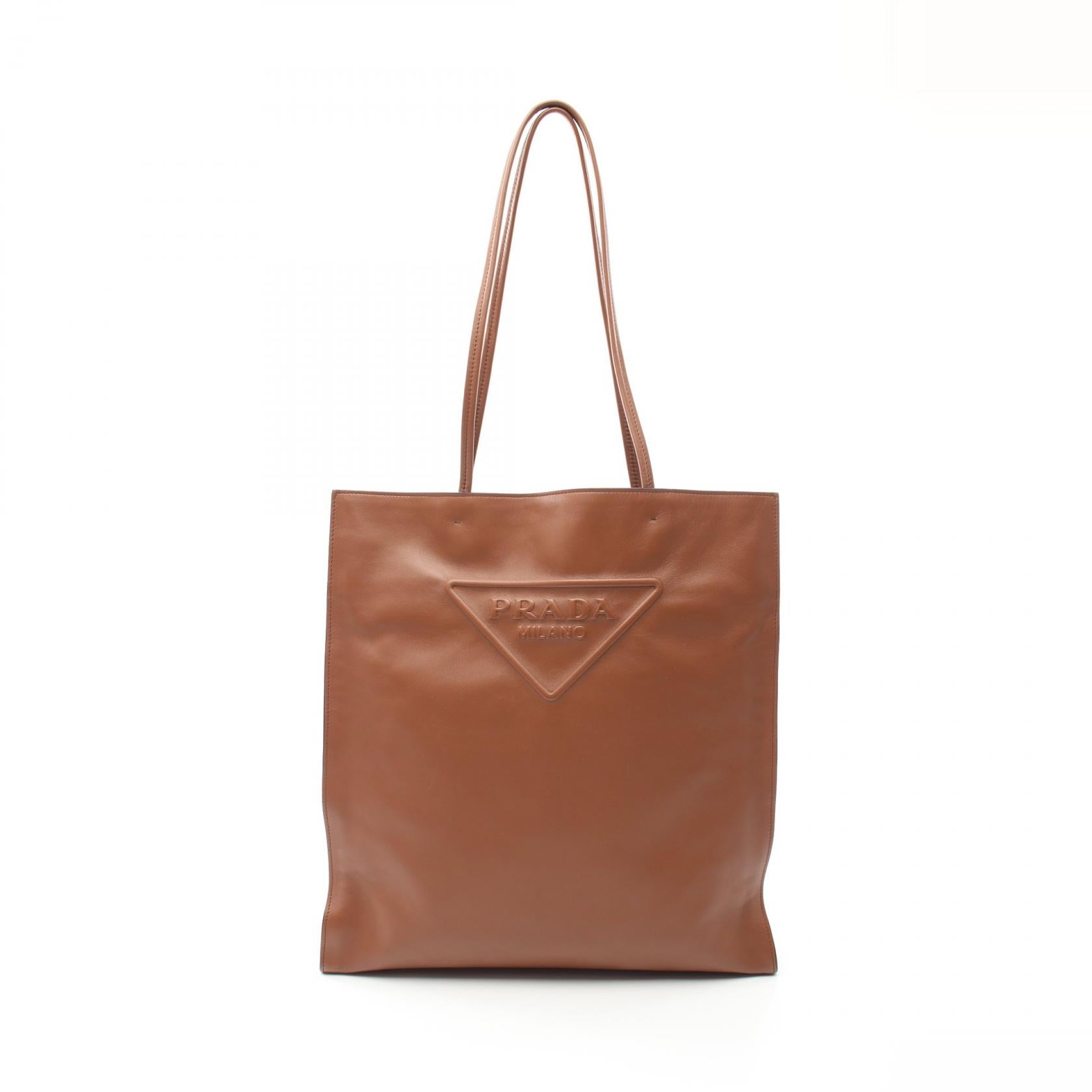 Prada Leather Triangle Logo Tote Bag 1BG429