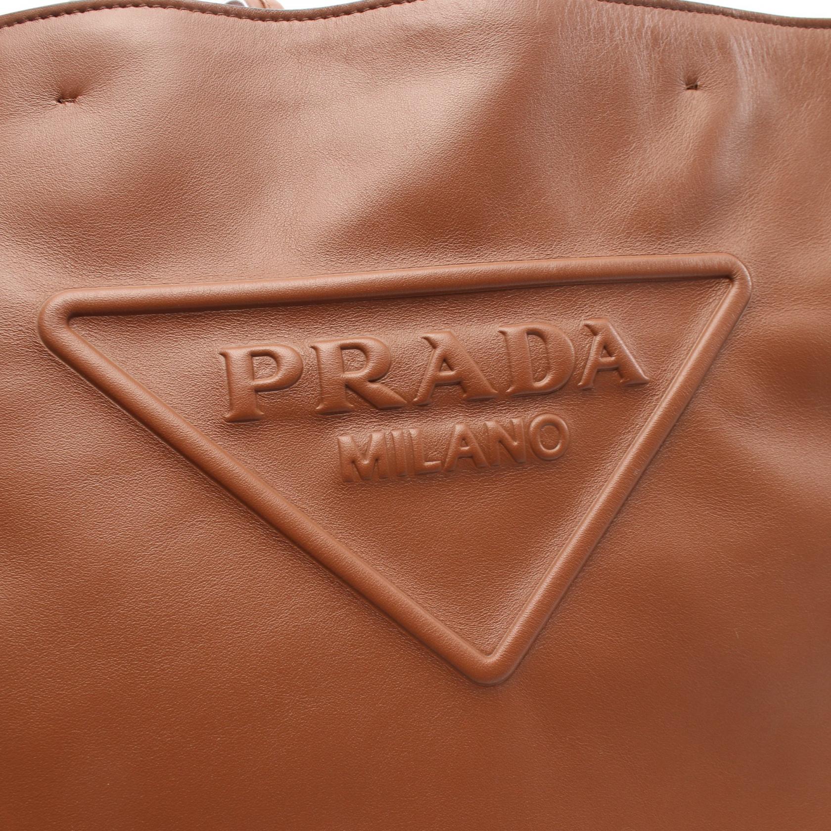 Prada Leather Triangle Logo Tote Bag 1BG429