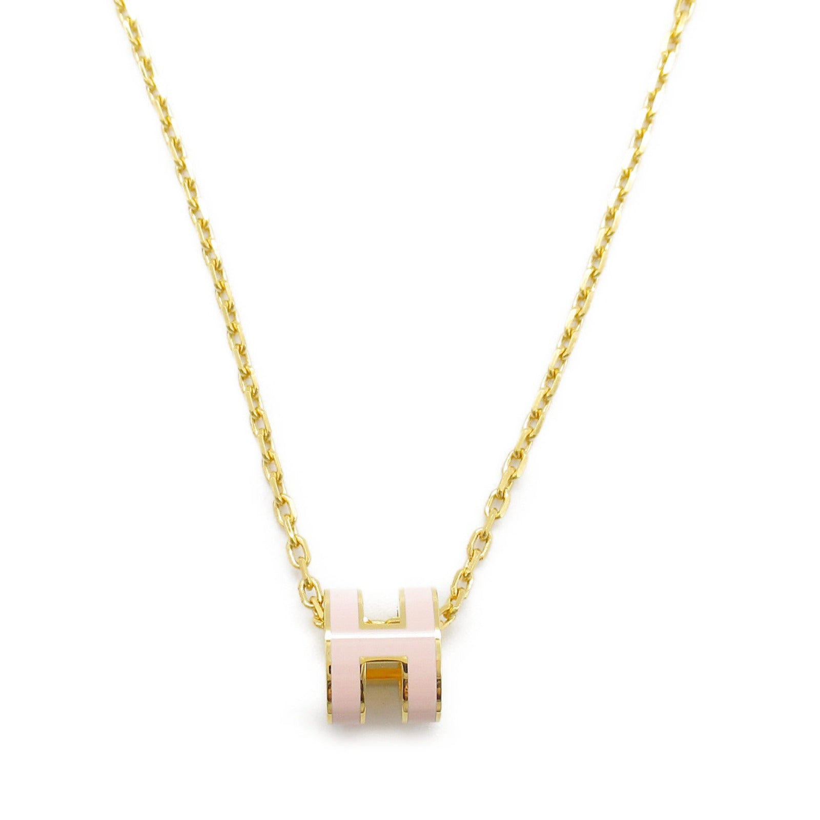 Hermes Pop Ash Mini Necklace Gold Pink