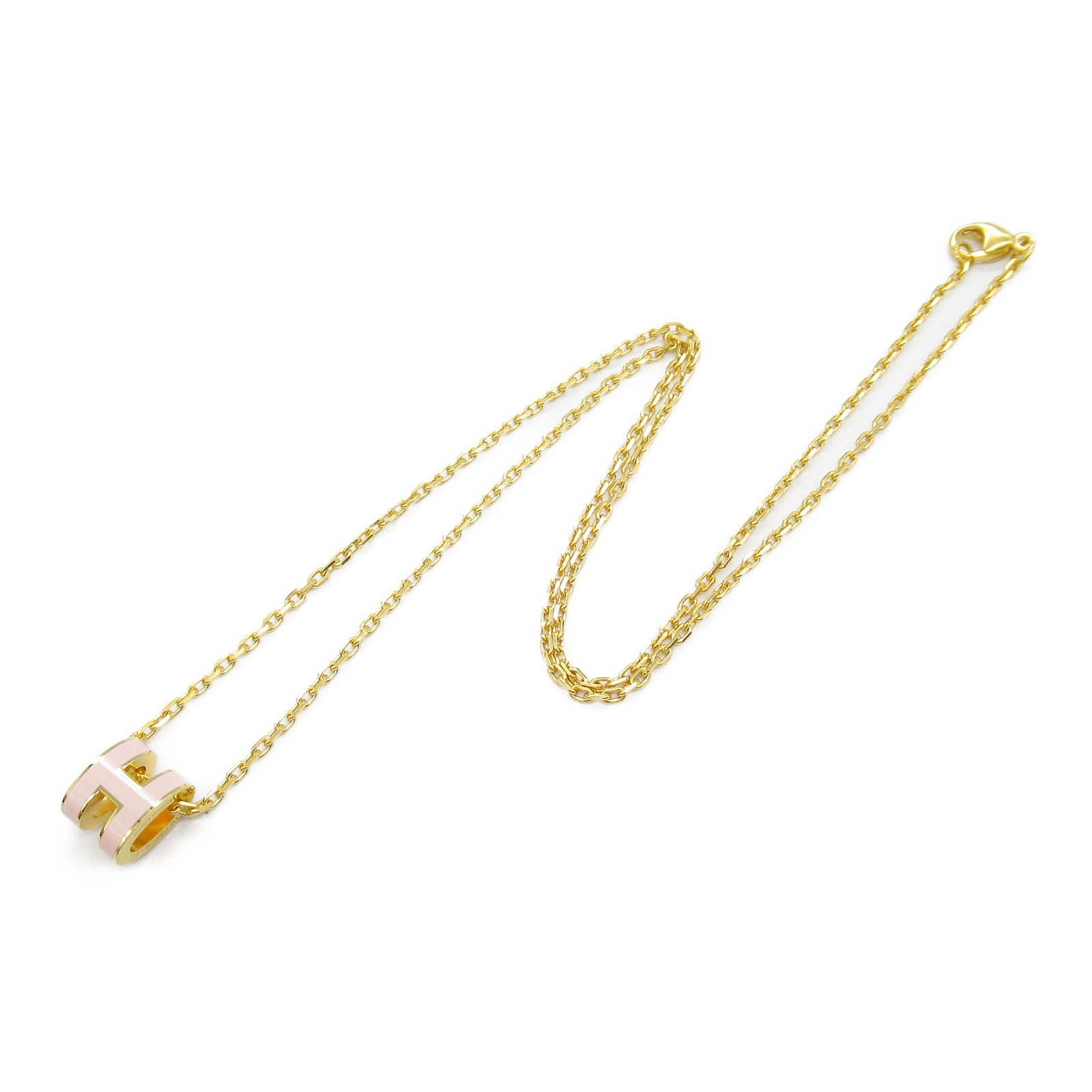 Hermes Pop Ash Mini Necklace Gold Pink