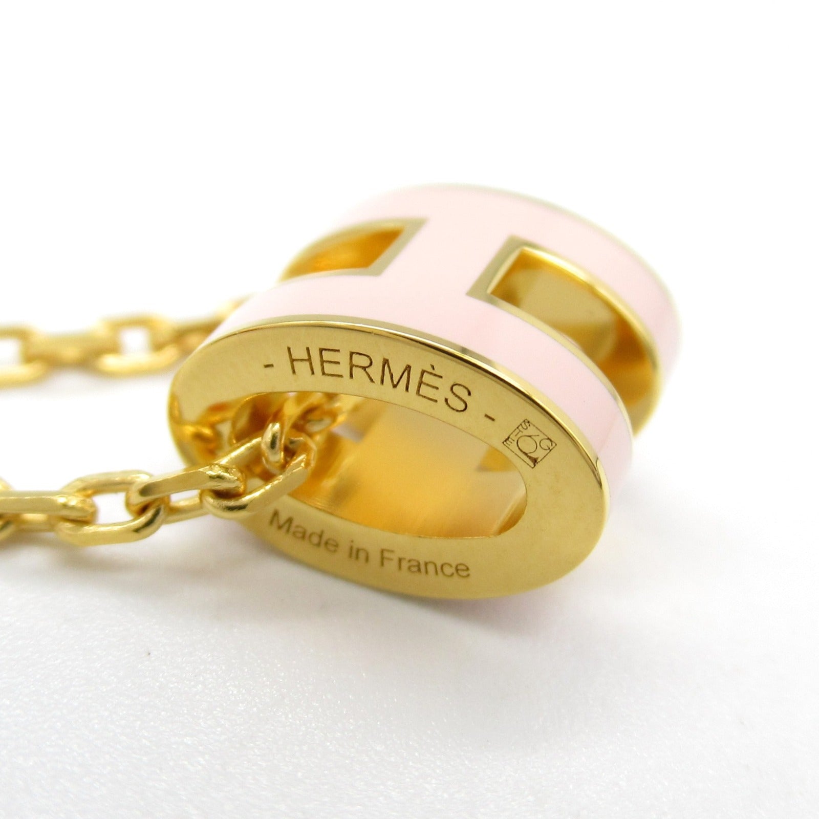 Hermes Pop Ash Mini Necklace Gold Pink