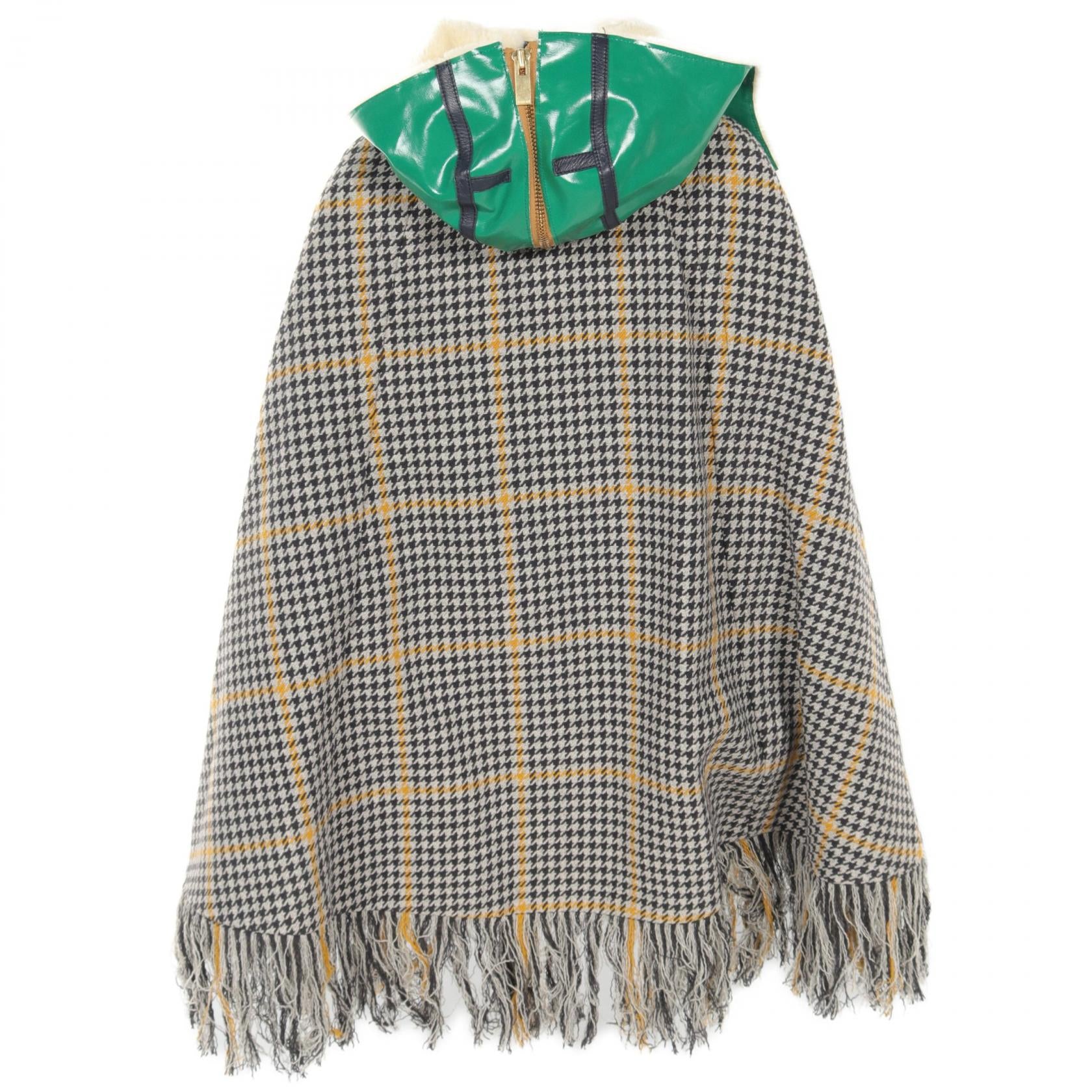 Sacai Wool Poncho Outerwear Gray Multi