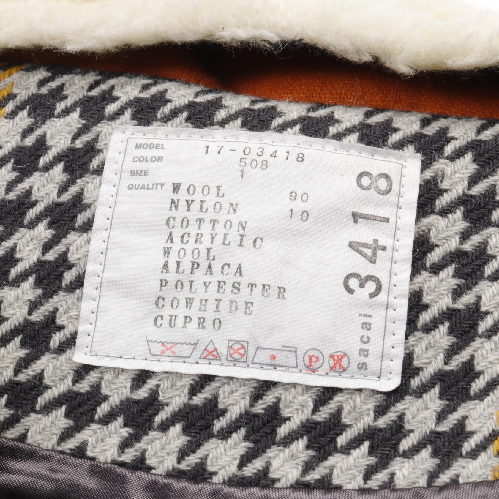 Sacai Wool Poncho Outerwear Gray Multi