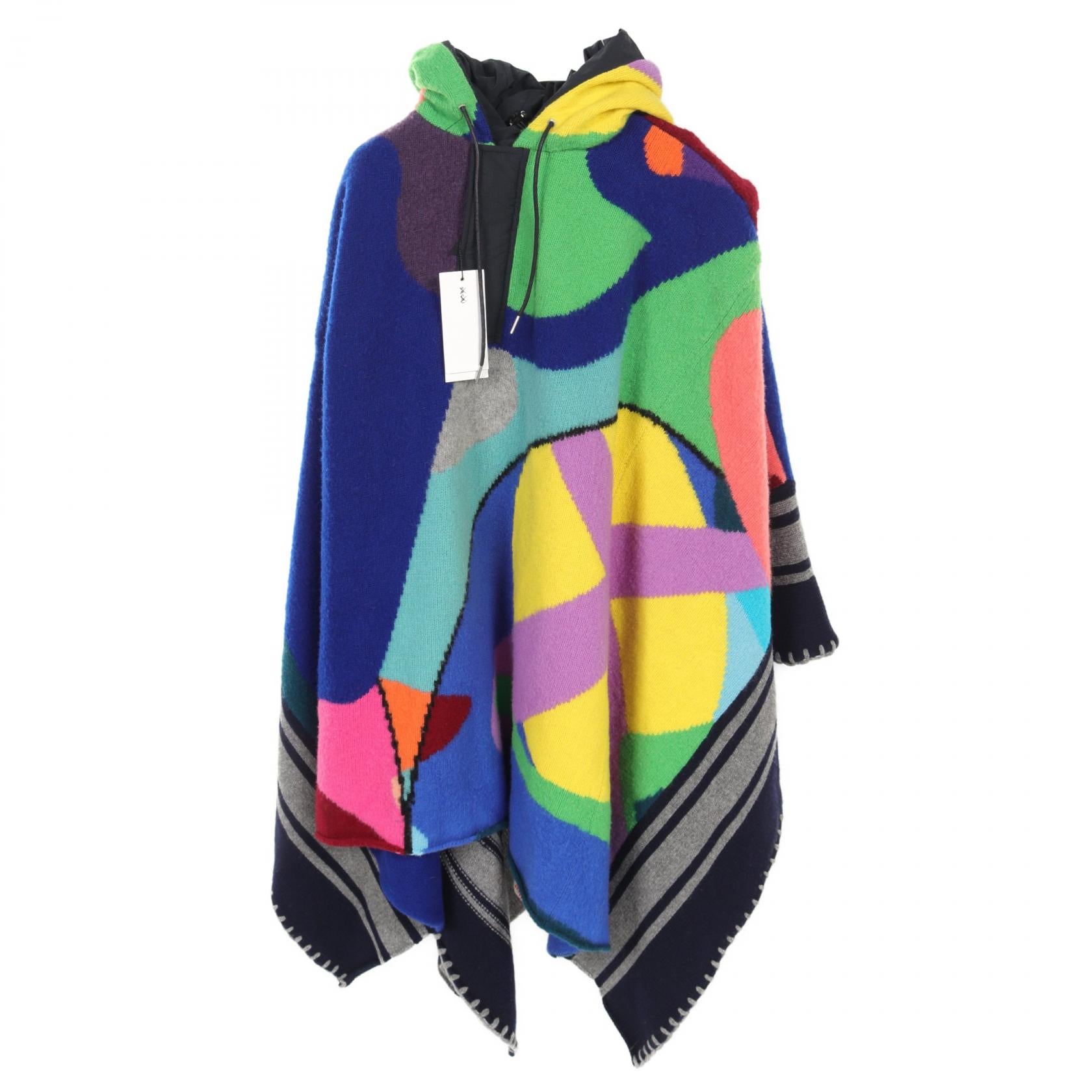 Sacai × KAWS Wool Jacquard Knit Poncho