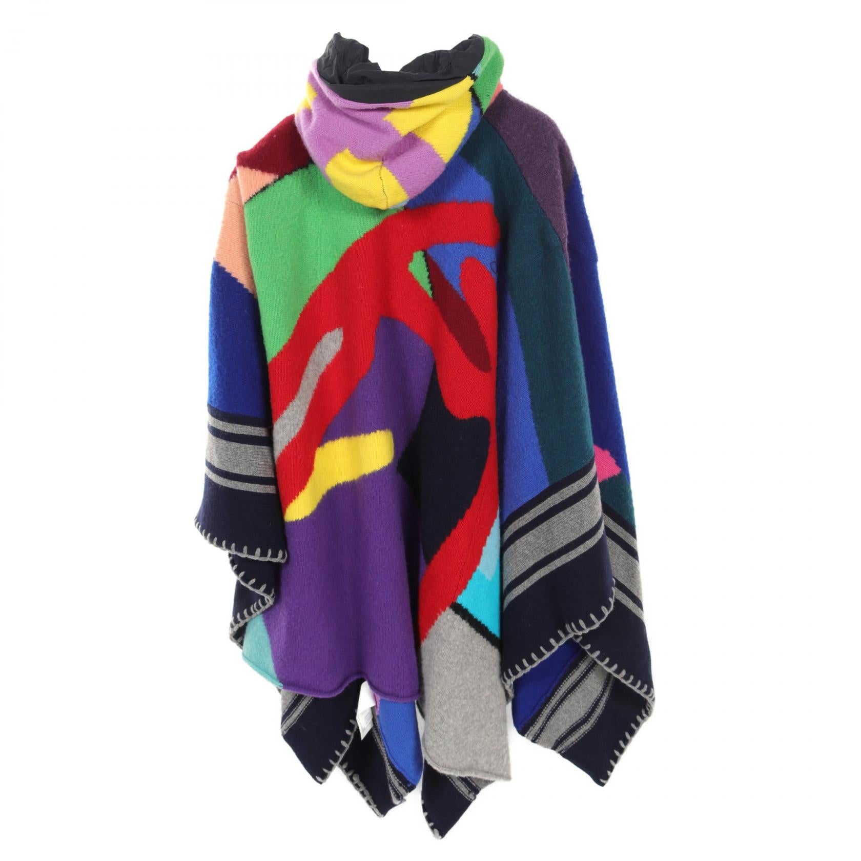 Sacai × KAWS Wool Jacquard Knit Poncho