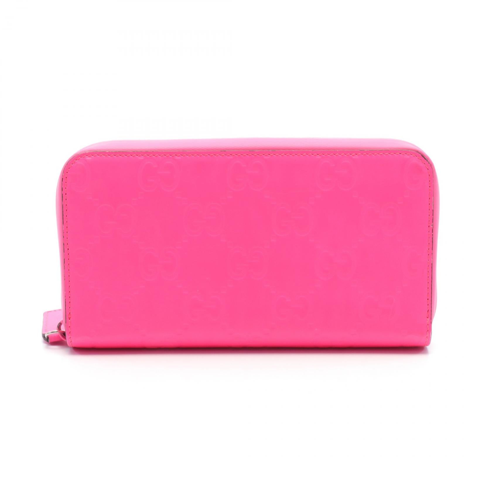 Gucci GG Rubber Effect Round Wallet Pink