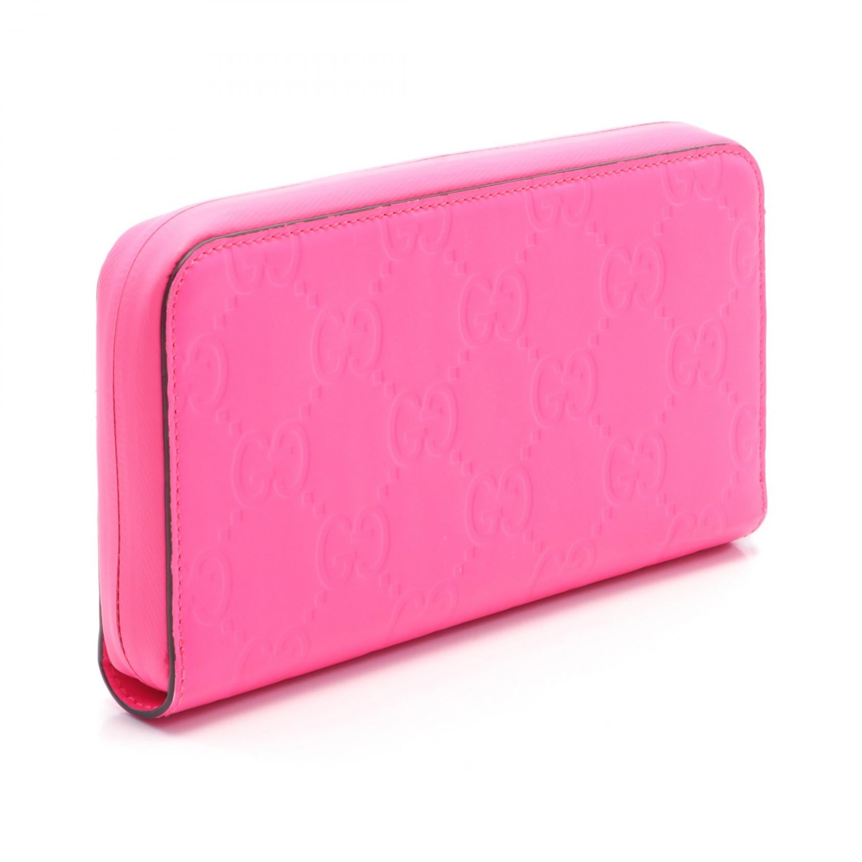 Gucci GG Rubber Effect Round Wallet Pink