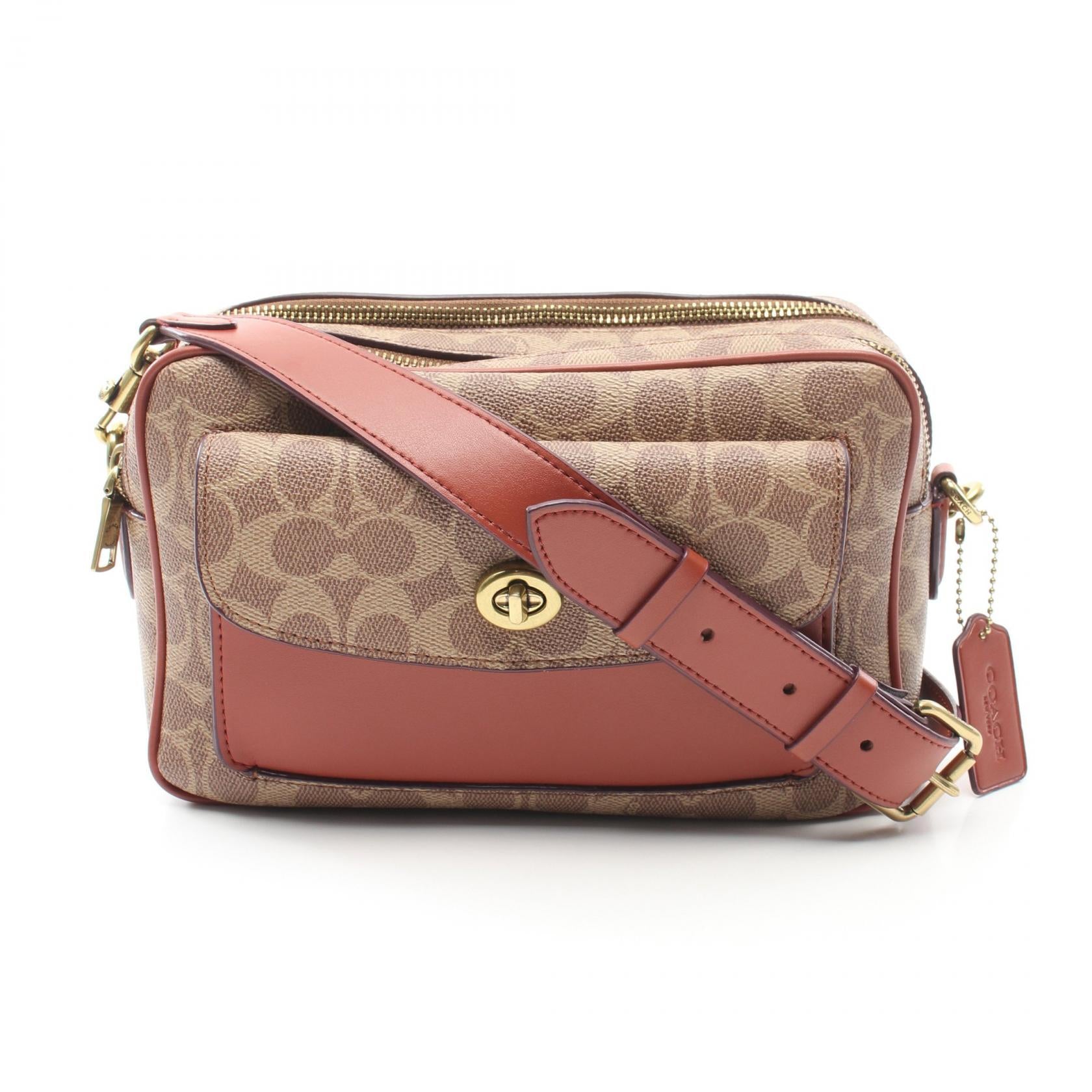 Coach Signature Shoulder Bag PVC Leather