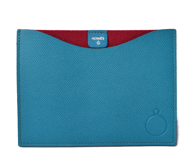 Hermes Flat Pouch/Pass Case Blue/Red in Pristine Condition