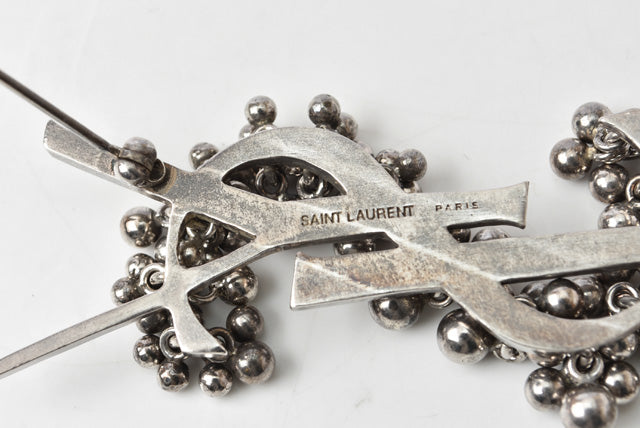 Yves Saint Laurent Brass Pin Brooch Monogram YSL Logo