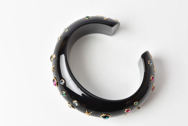 Saint Laurent Rhinestone Multicolor Black Bangle/Bracelet in Pristine Condition