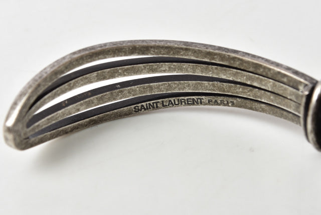 Yves Saint Laurent Brass Cuff Bracelet Vintage Silver in Pristine Condition