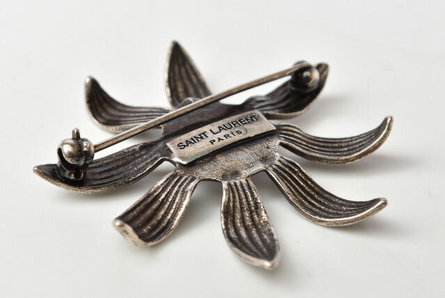 Saint Laurent Vintage Silver Flower Pin Brooch