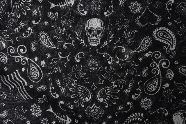 Saint Laurent Wool Scarf Black Skull Motif