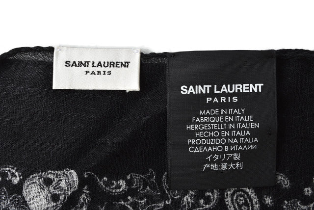 Saint Laurent Wool Scarf Black Skull Motif