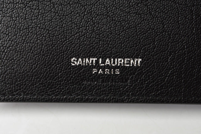 Yves Saint Laurent Leather Bifold Wallet Black/Silver