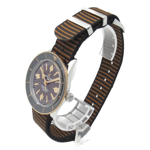 BREITING Men's Superocean Heritage Stainless Steel, Pink Gold, Nylon Wrist Watch U10370 U10370