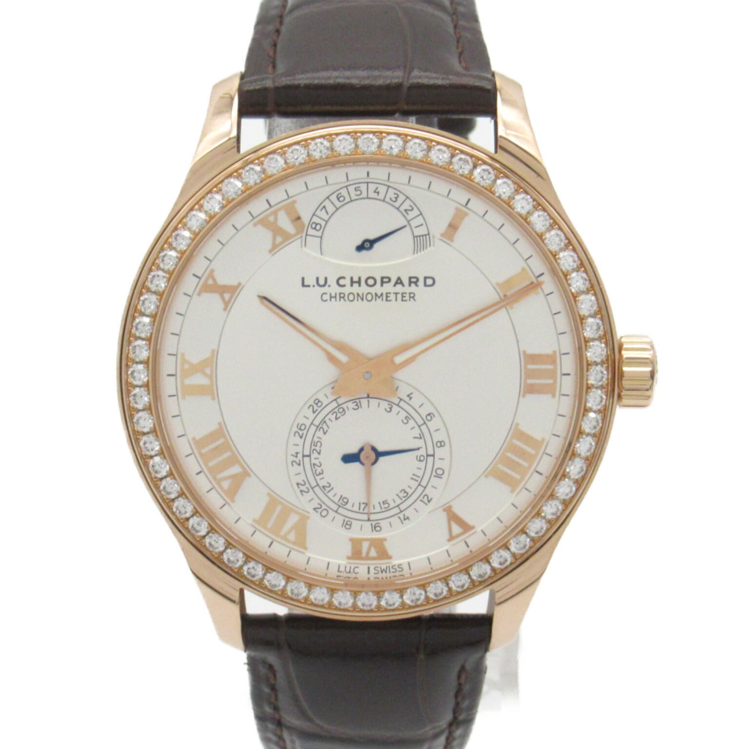 Chopard L.U.C Quattro Watch Pink Gold Leather Diamond