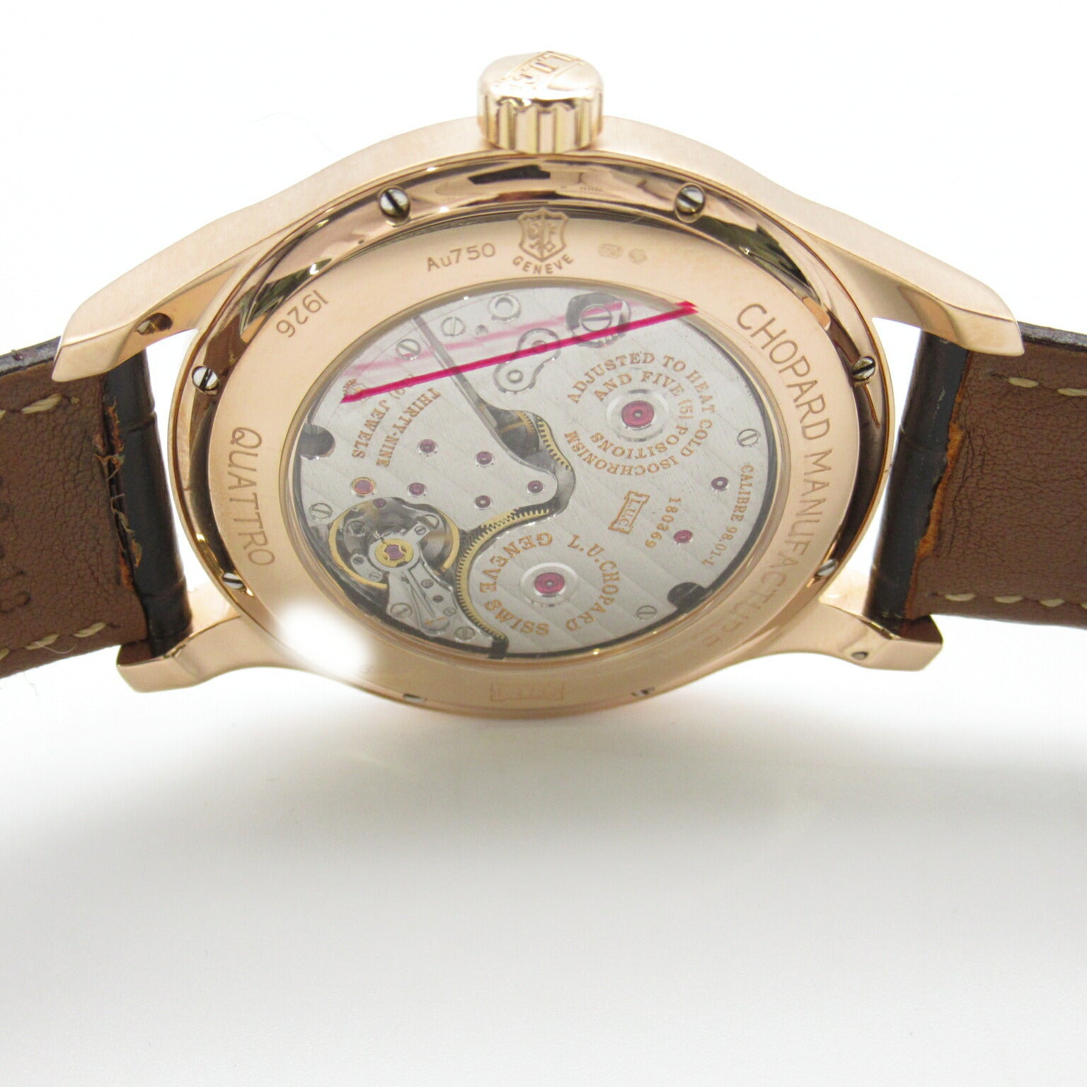 Chopard L.U.C Quattro Watch Pink Gold Leather Diamond