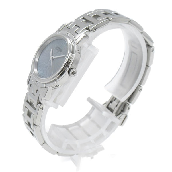 HERMES Clipper Nacre 12P Diamond Encrusted Stainless Steel Ladies' Wrist Watch CL4.230 CL4.230