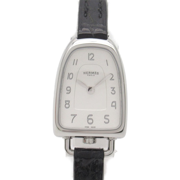 Hermes  HERMES GA1.110 Women's Watch - Stainless Steel, Leather Belt & Crocodile  Metal Other GA1.110 in Great Condition