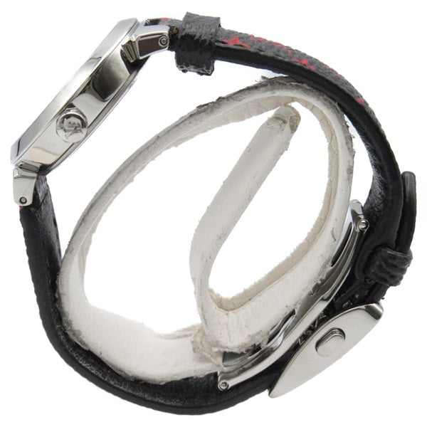 Louis Vuitton Ladies Stainless Steel/Leather Strap Tambour Slim 8P Diamond Wrist Watch Q12MG Q12MG