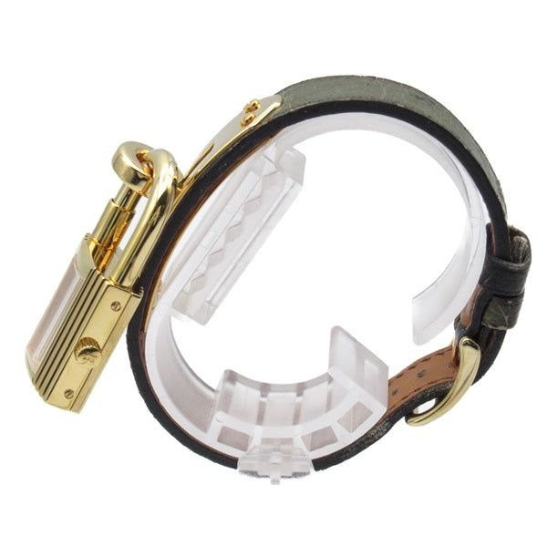 Hermes Women's Gold Plated Quartz Wristwatch with Ostrich Leather Strap KE1.201 KE1.201