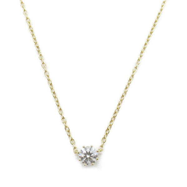 AHKAH Women's 1P Diamond Pendant Necklace in K18 Yellow Gold