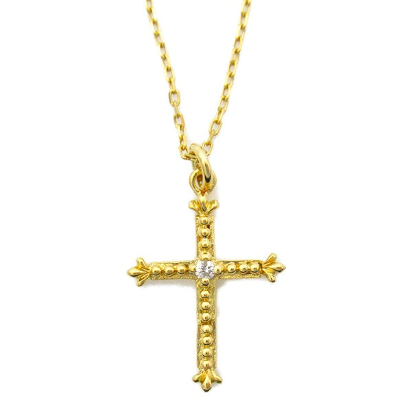 AHKAH K18 Yellow Gold & Diamond Cross Pendant Necklace for Women