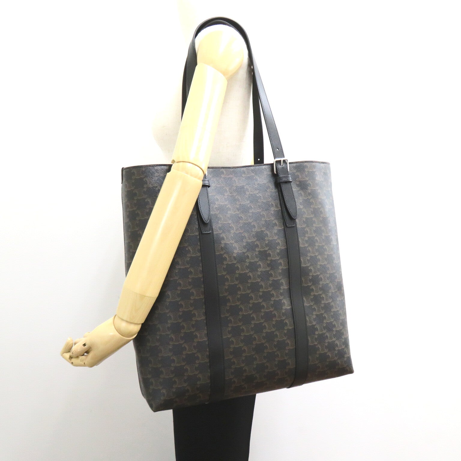 Celine Triomphe Canvas Vertical Cabas Canvas Tote Bag 113742FFZ38SI in Excellent Condition