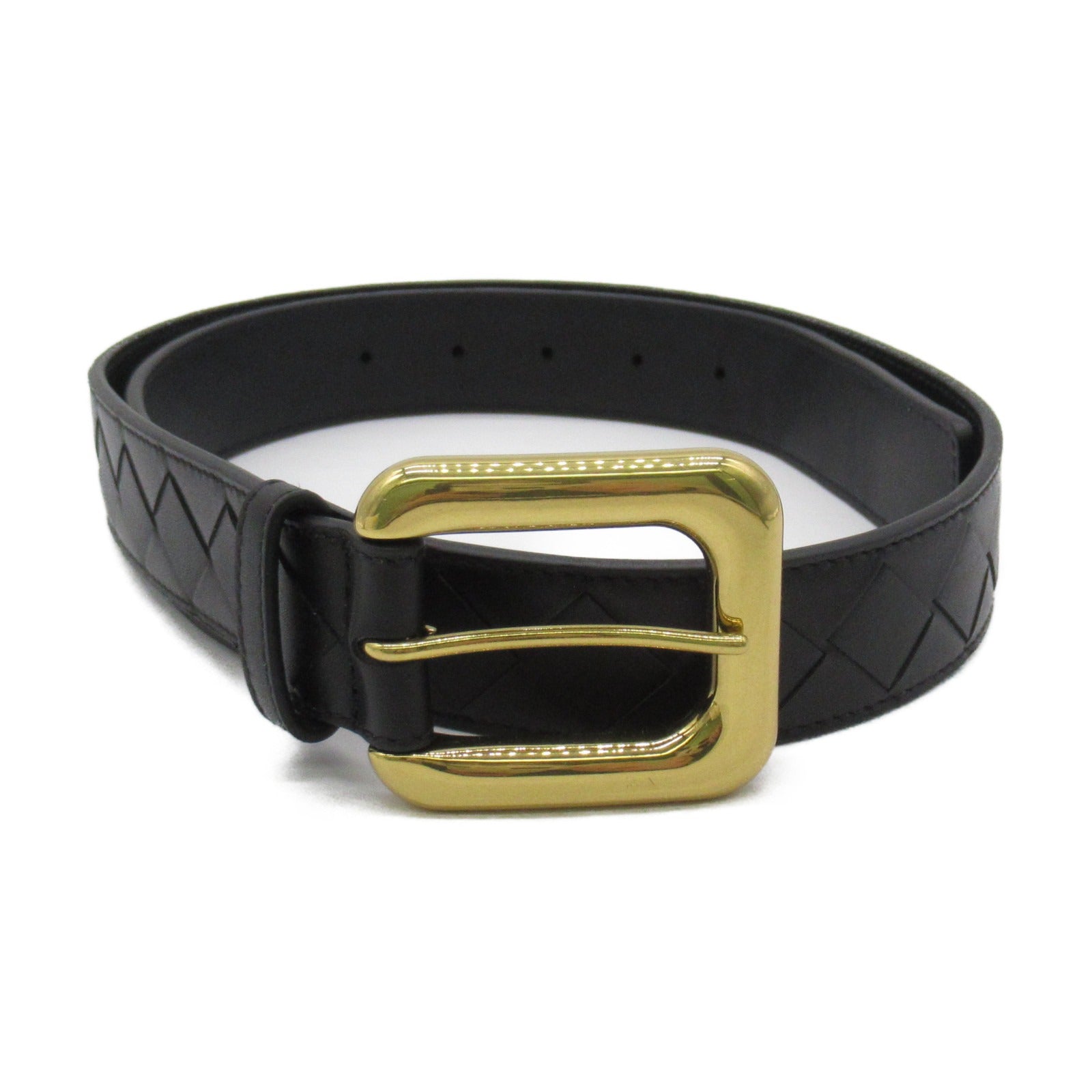 Bottega Veneta Intrecciato Leather Belt Black