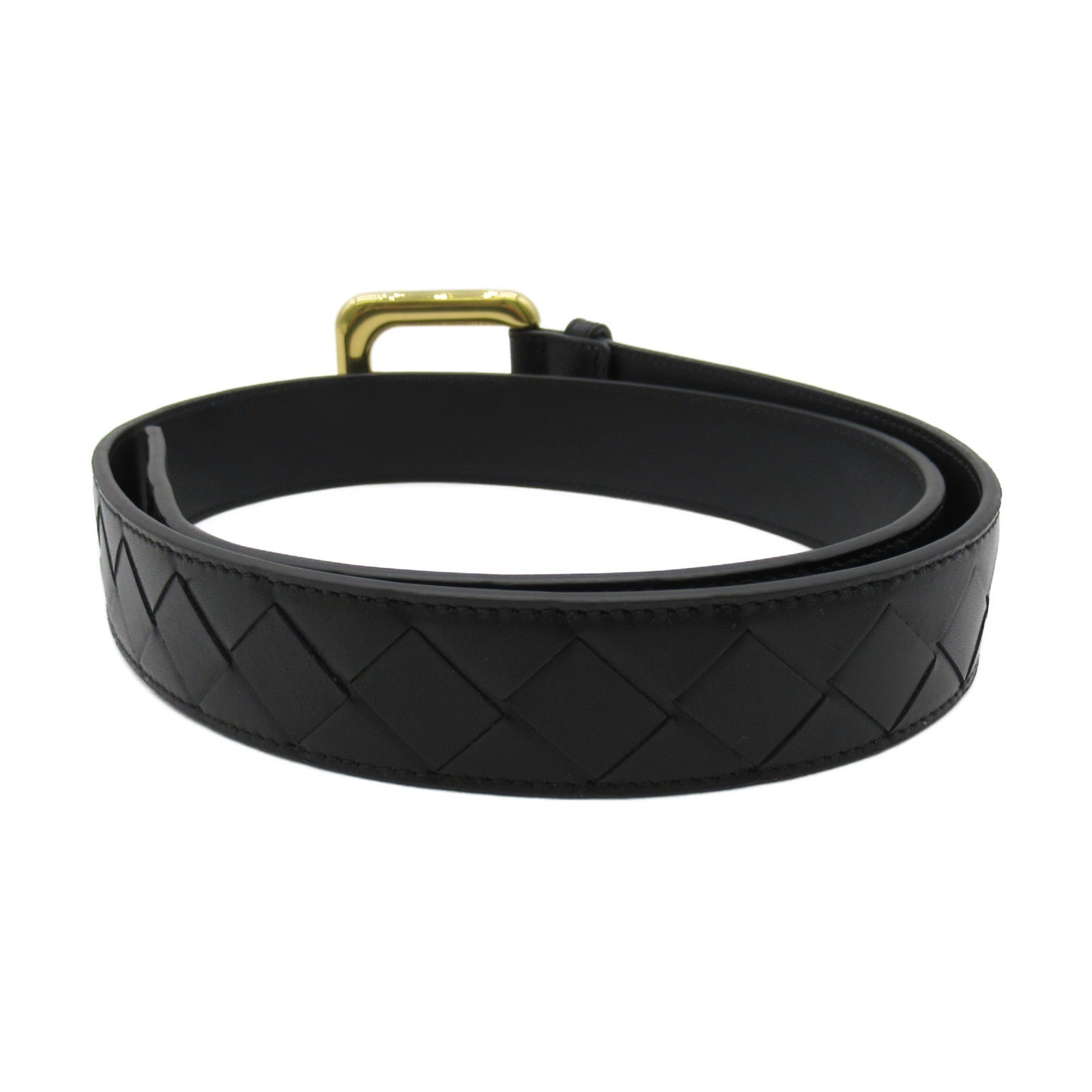 Bottega Veneta Intrecciato Leather Belt Black