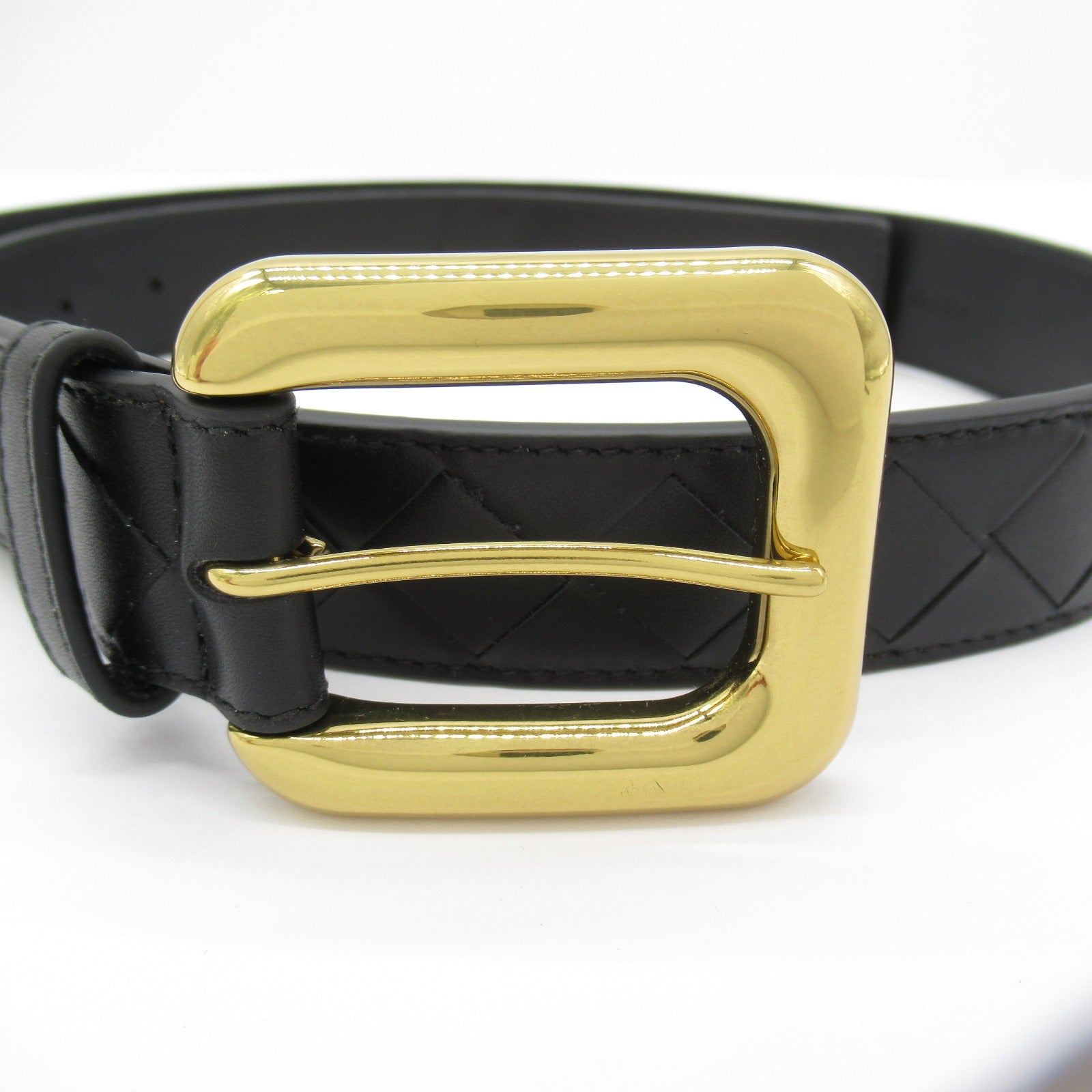 Bottega Veneta Intrecciato Leather Belt Black