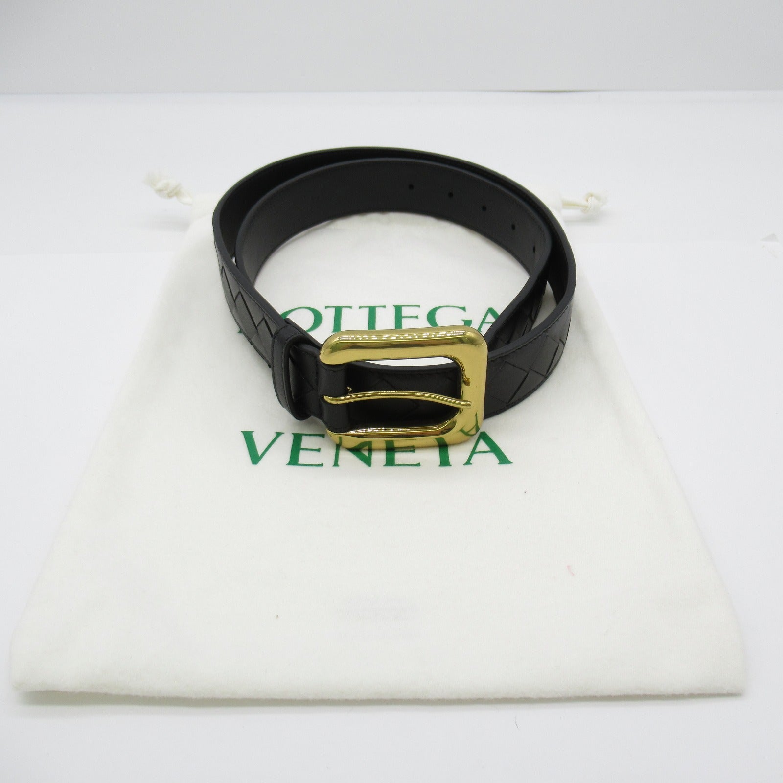 Bottega Veneta Intrecciato Leather Belt Black