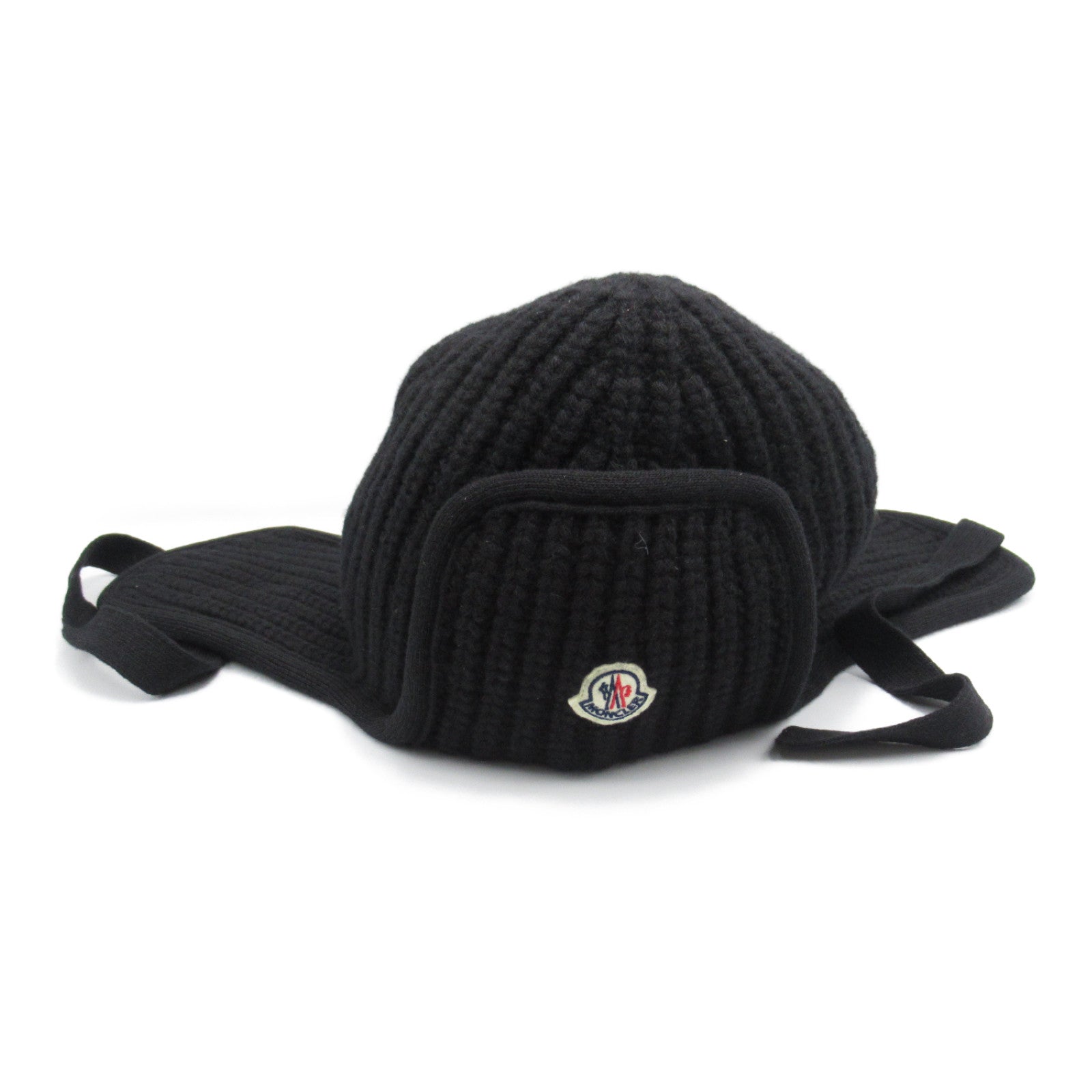 Moncler Wool Logo Knit Hat Black Unisex