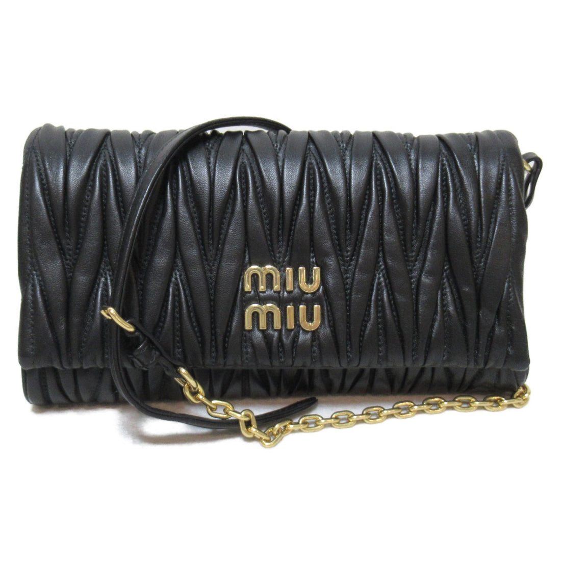 Miu Miu Leather Matelassé Shoulder Bag Black