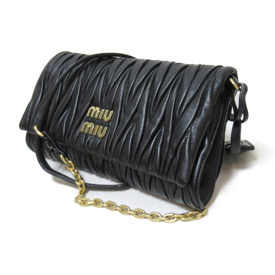 Miu Miu Leather Matelassé Shoulder Bag Black