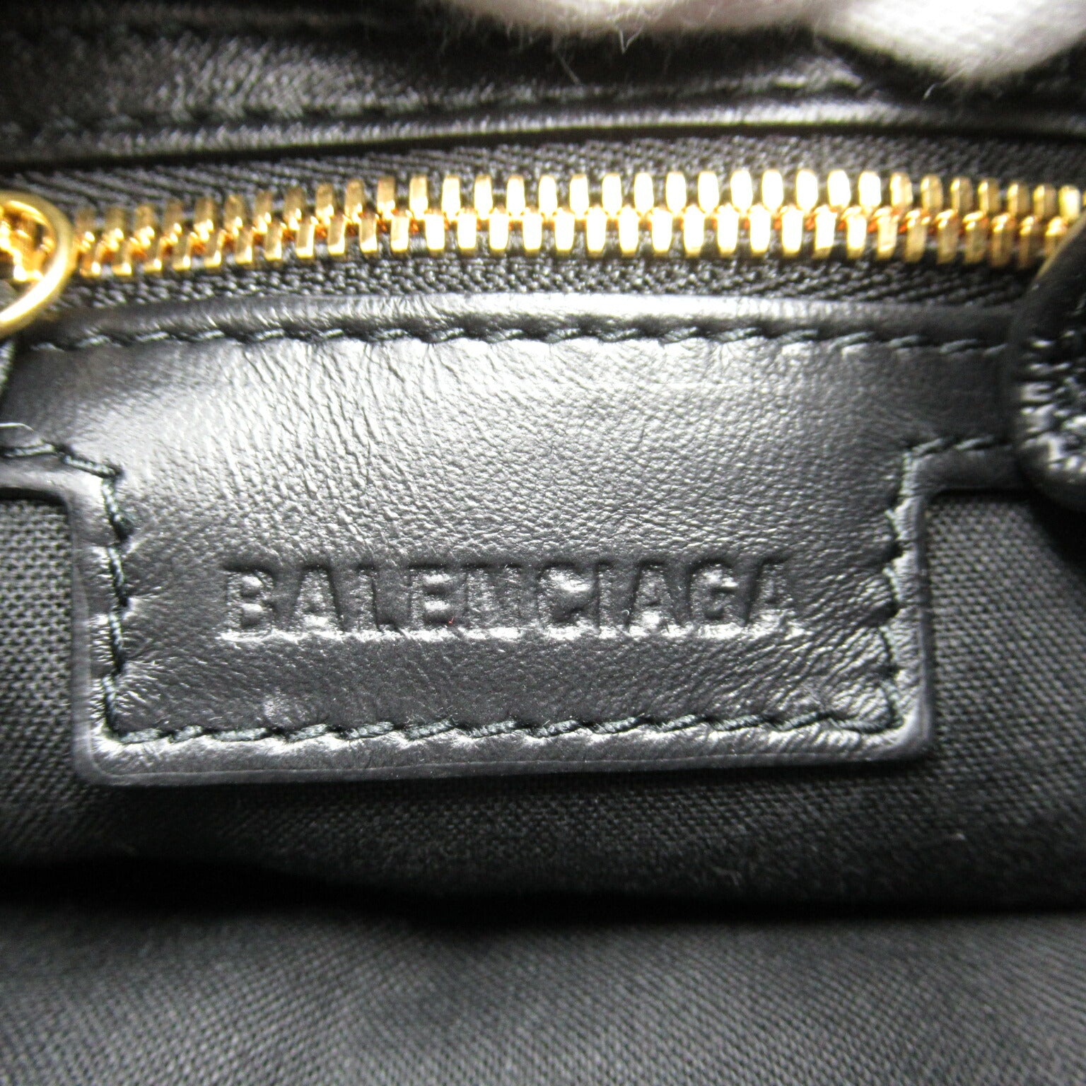 Balenciaga Embossed Leather Shoulder Bag Black