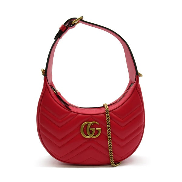 Gucci GG Marmont Half-Moon Mini Bag Leather Shoulder Bag 699514 in Excellent condition