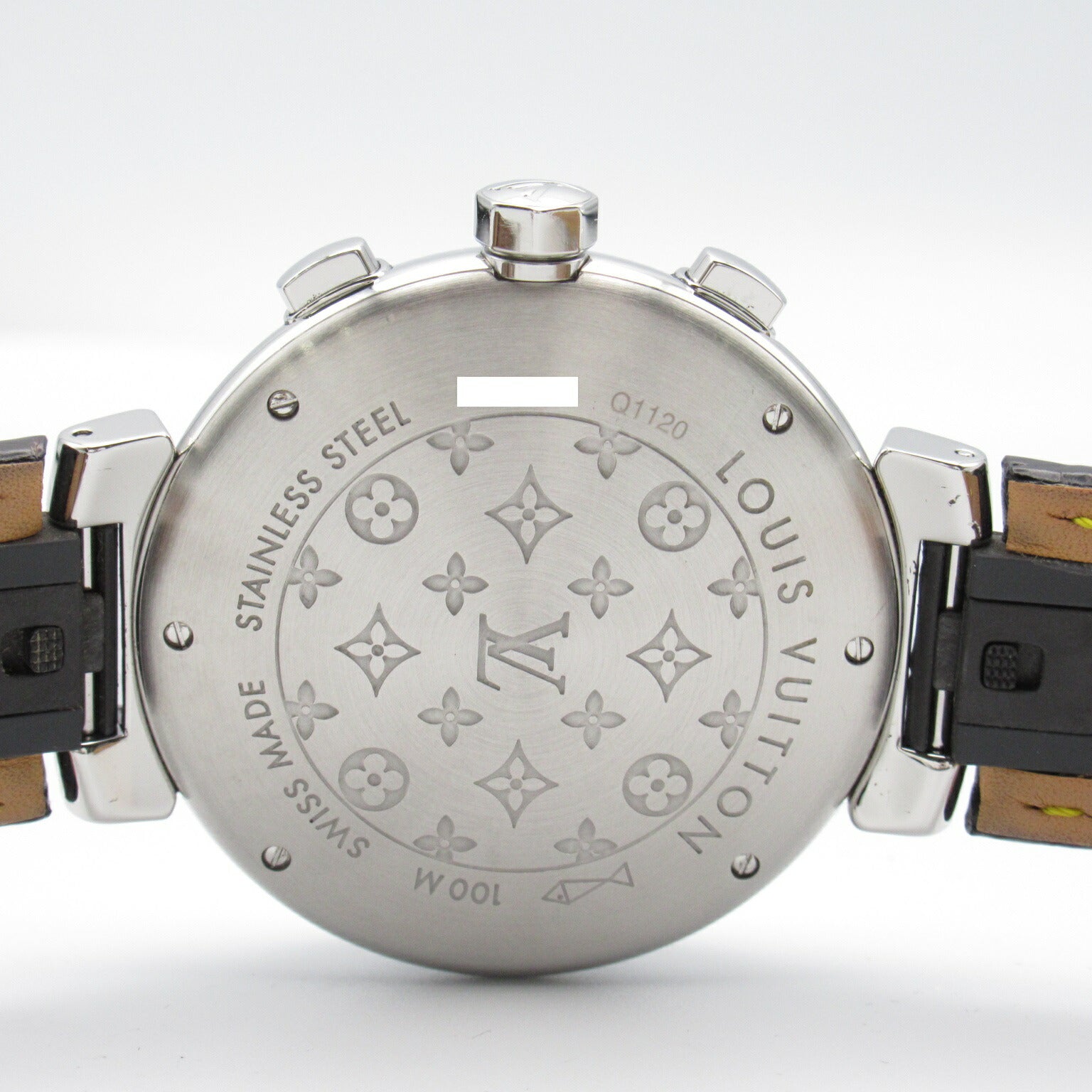 Louis Vuitton Tambour Chrono Watch Stainless Steel Leather Q1120