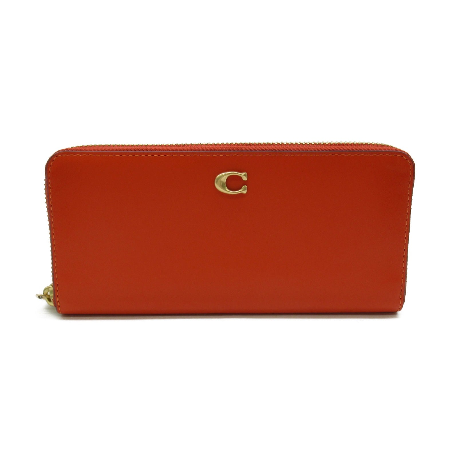 Coach Leather Round Long Wallet Orange