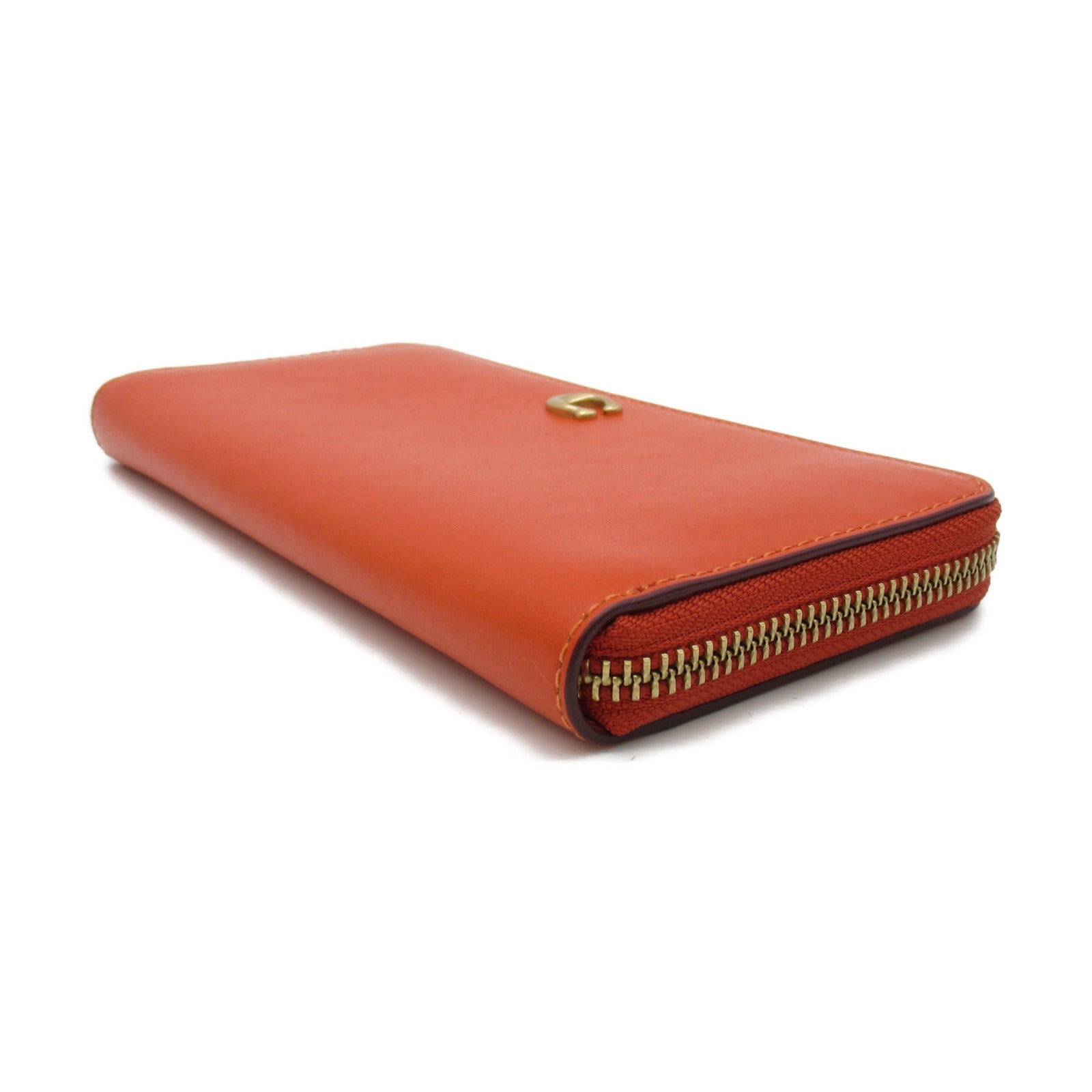 Coach Leather Round Long Wallet Orange