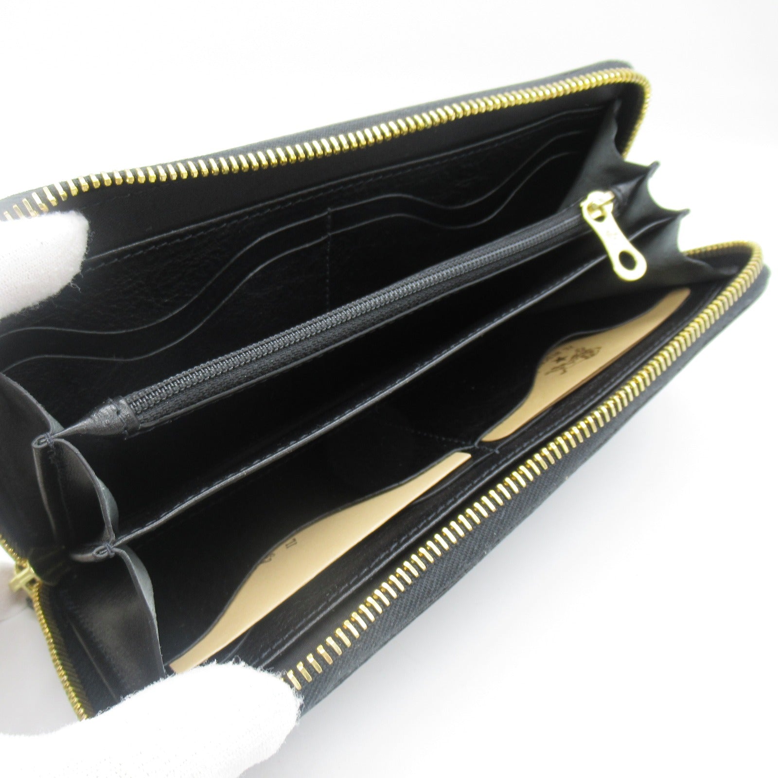 IL BISONTE Leather Long Wallet Black