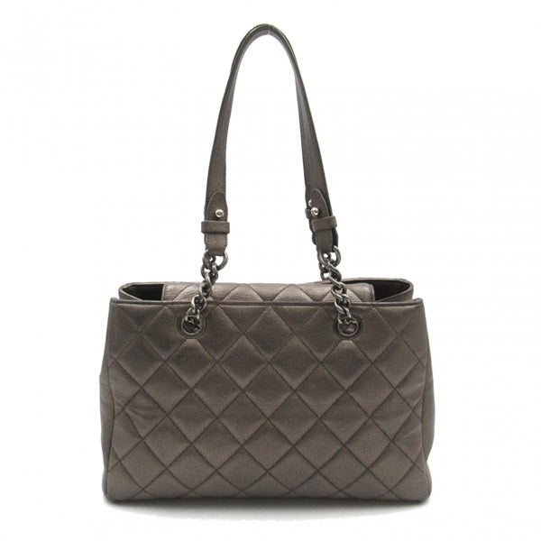 CC Quilted Leather  Chain Tote Bag