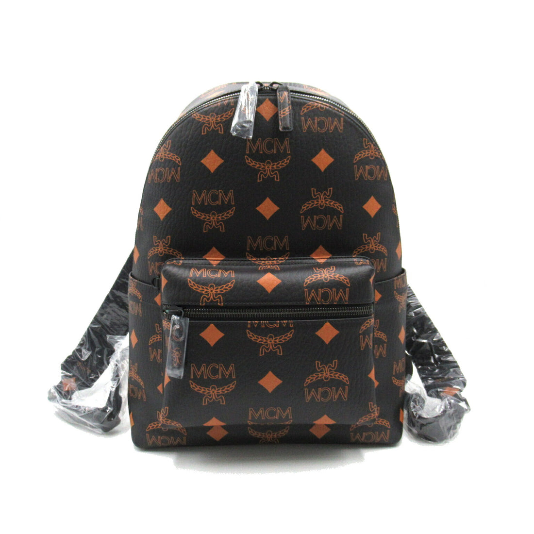 MCM Backpack Polyurethane Polyester Black Brown