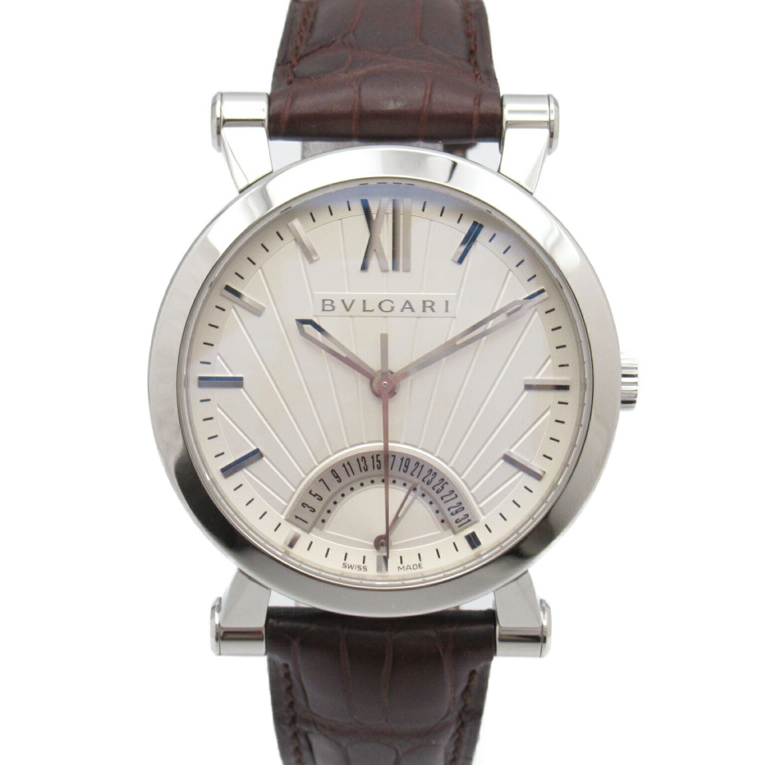 Bvlgari Sotirio Retrograde Watch Stainless Steel Leather