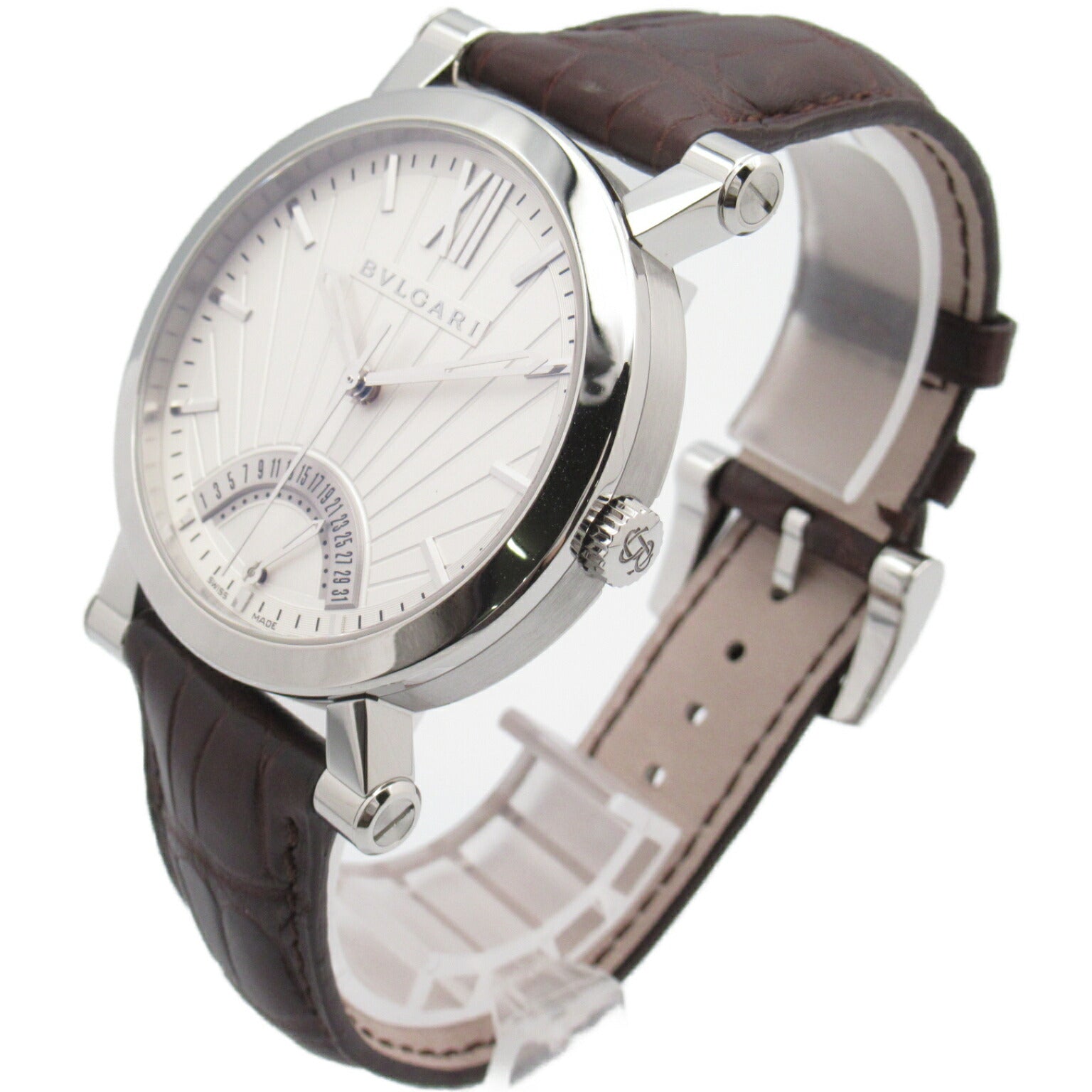 Bvlgari Sotirio Retrograde Watch Stainless Steel Leather