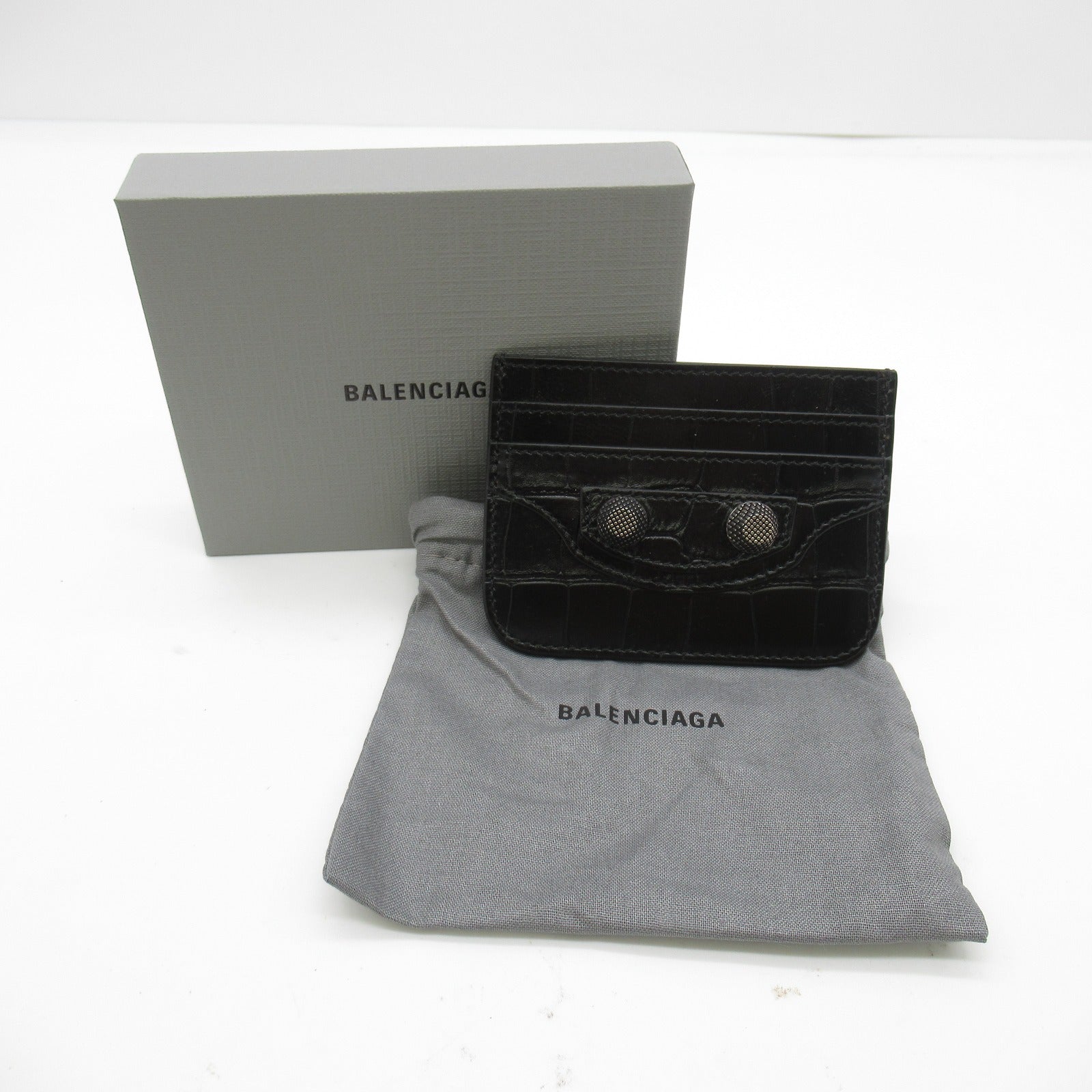 Balenciaga Leather Card Case Black