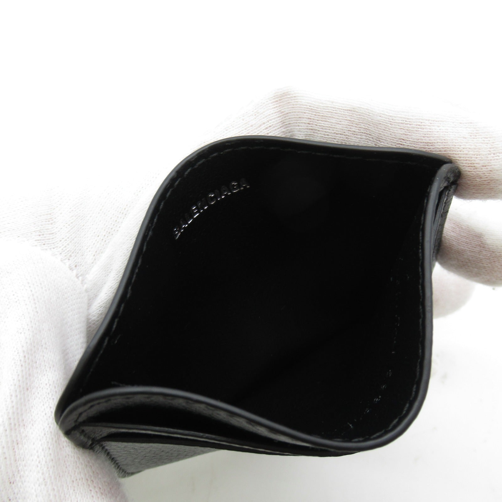 Balenciaga Leather Card Case Black